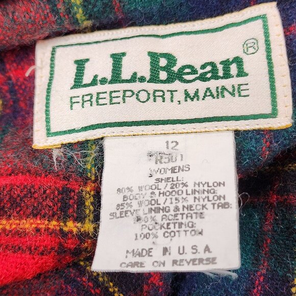 L.L. Bean Womens Size 12 Forest Green Wool Blend Toggle Coat With Hood - Picture 4 of 8